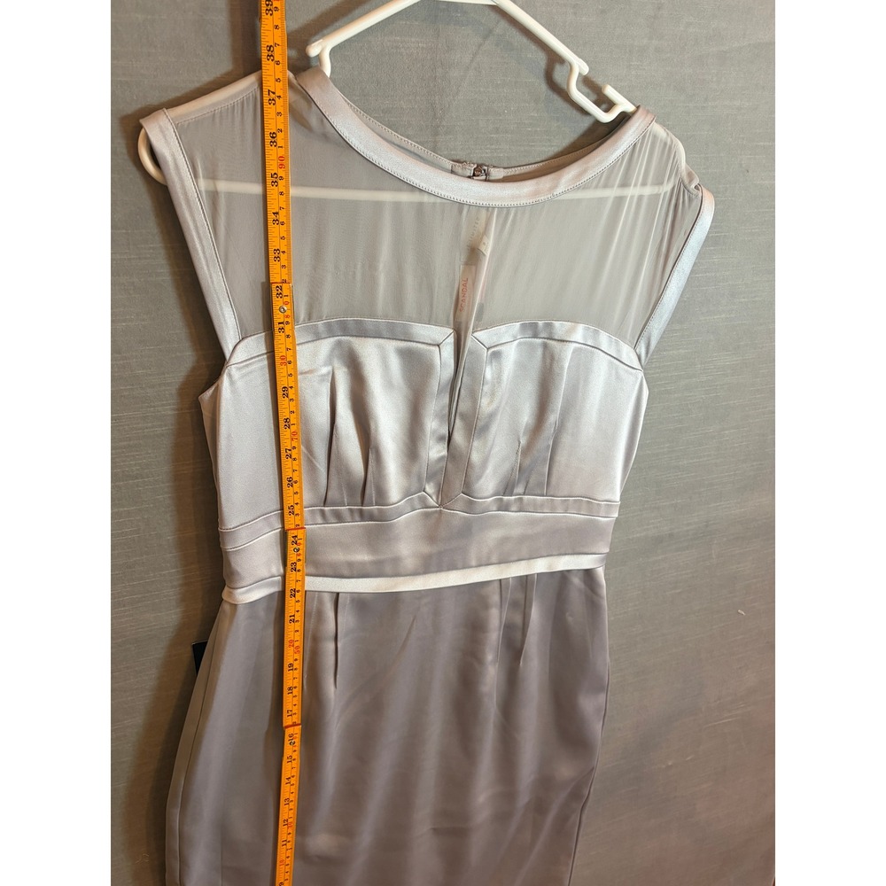 The Limited Scandal Collection Silver Satin Sheath Dress Sheer Mesh Neckline,NWT - Picture 10 of 10